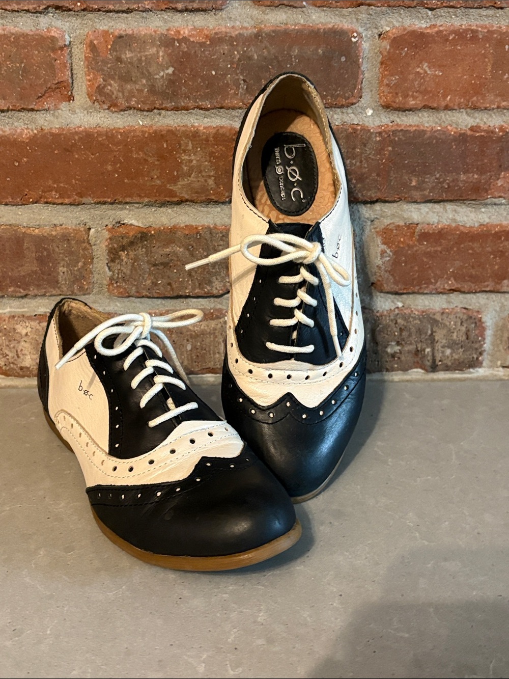 b.o.c. Black and Cream Two-Tone Wingtip Oxfords